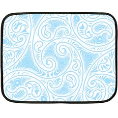 Light Blue And White Abstract Paisley Fleece Blanket (mini) by SpinnyChairDesigns