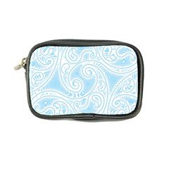 Light Blue And White Abstract Paisley Coin Purse by SpinnyChairDesigns