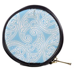 Light Blue And White Abstract Paisley Mini Makeup Bag by SpinnyChairDesigns