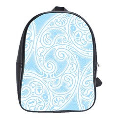 Light Blue And White Abstract Paisley School Bag (large) by SpinnyChairDesigns