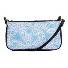 Light Blue And White Abstract Paisley Shoulder Clutch Bag by SpinnyChairDesigns