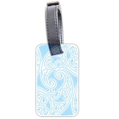 Light Blue And White Abstract Paisley Luggage Tag (two Sides) by SpinnyChairDesigns