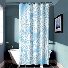 Light Blue And White Abstract Paisley Shower Curtain 36  X 72  (stall)  by SpinnyChairDesigns