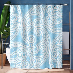 Light Blue And White Abstract Paisley Shower Curtain 60  X 72  (medium)  by SpinnyChairDesigns