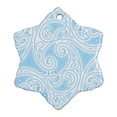 Light Blue And White Abstract Paisley Ornament (snowflake) by SpinnyChairDesigns