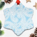 Light Blue and White Abstract Paisley Snowflake Ornament (Two Sides) Front