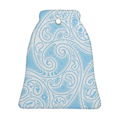 Light Blue And White Abstract Paisley Bell Ornament (two Sides) by SpinnyChairDesigns