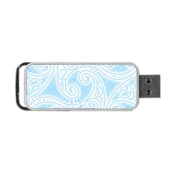 Light Blue And White Abstract Paisley Portable Usb Flash (two Sides) by SpinnyChairDesigns