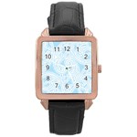 Light Blue and White Abstract Paisley Rose Gold Leather Watch  Front