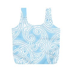 Light Blue And White Abstract Paisley Full Print Recycle Bag (m) by SpinnyChairDesigns