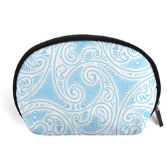 Light Blue And White Abstract Paisley Accessory Pouch (large) by SpinnyChairDesigns