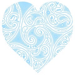 Light Blue And White Abstract Paisley Wooden Puzzle Heart by SpinnyChairDesigns