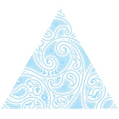 Light Blue And White Abstract Paisley Wooden Puzzle Triangle by SpinnyChairDesigns