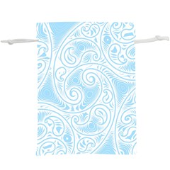 Light Blue And White Abstract Paisley  Lightweight Drawstring Pouch (xl) by SpinnyChairDesigns