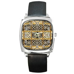 Antique Black And Gold Square Metal Watch by SpinnyChairDesigns