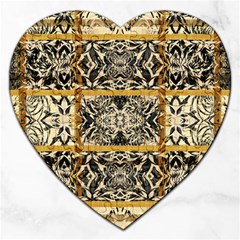 Antique Black And Gold Jigsaw Puzzle (heart) by SpinnyChairDesigns