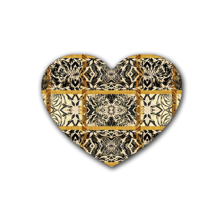 Antique Black and Gold Rubber Coaster (Heart) 