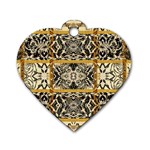 Antique Black and Gold Dog Tag Heart (Two Sides) Front