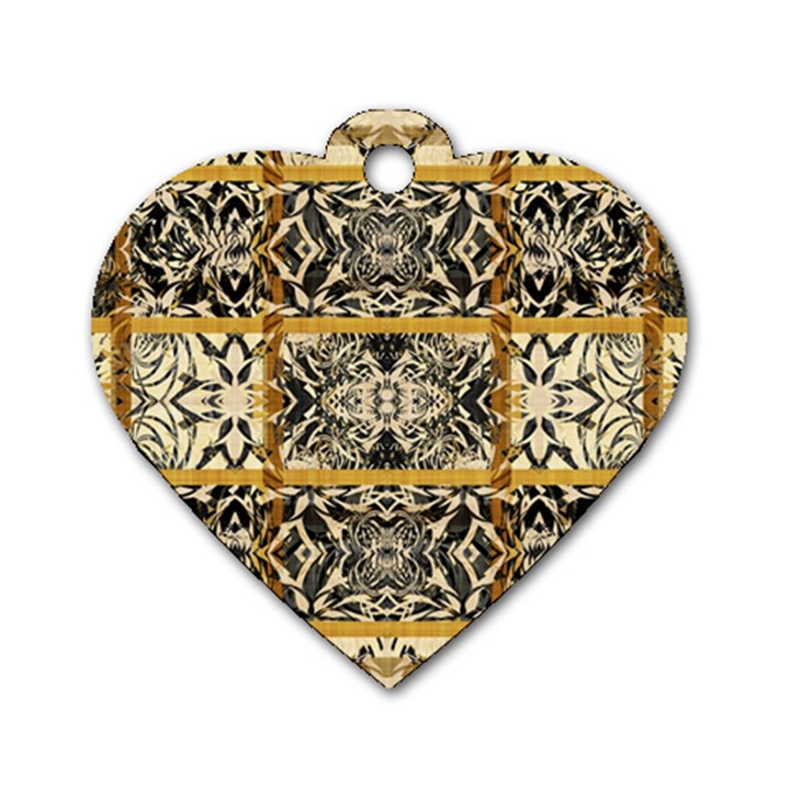 Antique Black and Gold Dog Tag Heart (Two Sides)