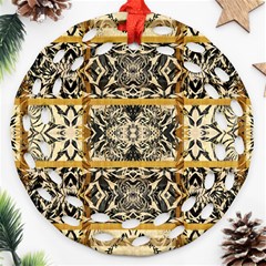 Antique Black And Gold Ornament (round Filigree) by SpinnyChairDesigns