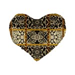 Antique Black and Gold Standard 16  Premium Heart Shape Cushions Back