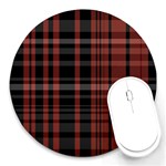 Black and Red Striped Plaid Round Mousepads Front