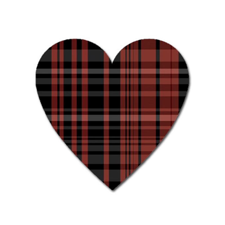 Black and Red Striped Plaid Heart Magnet