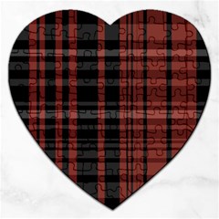 Black and Red Striped Plaid Jigsaw Puzzle (Heart)