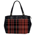 Black and Red Striped Plaid Oversize Office Handbag (2 Sides) Front