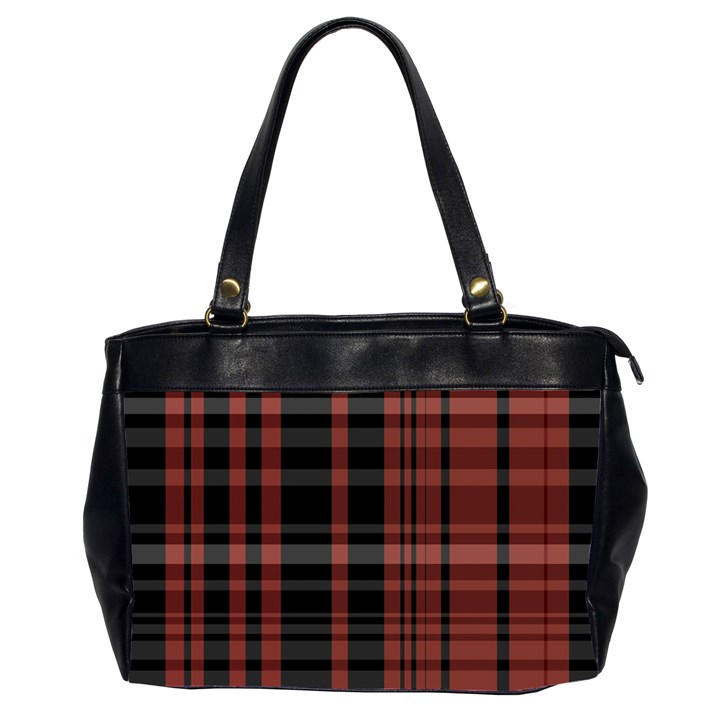 Black and Red Striped Plaid Oversize Office Handbag (2 Sides)