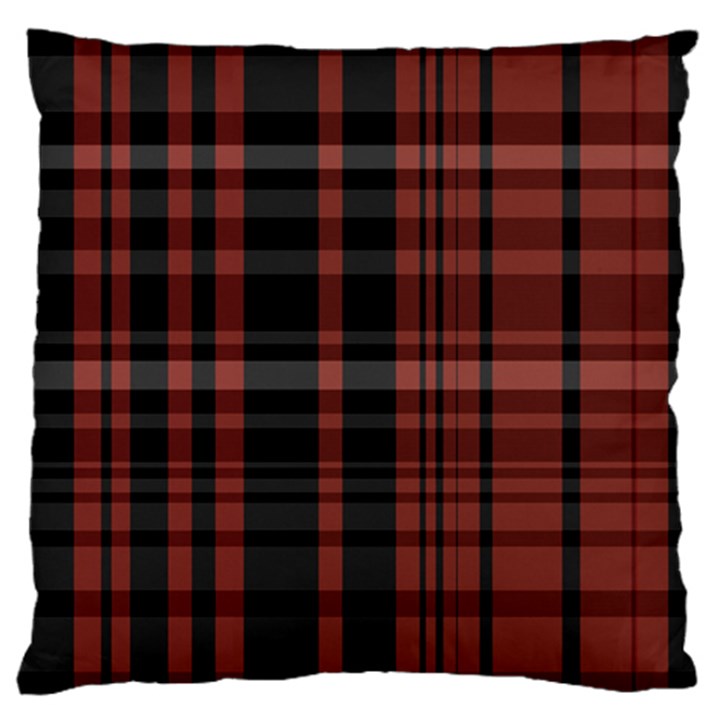 Black and Red Striped Plaid Large Cushion Case (One Side)