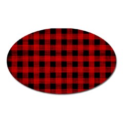 Grunge Red Black Buffalo Plaid Oval Magnet by SpinnyChairDesigns