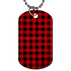 Grunge Red Black Buffalo Plaid Dog Tag (one Side) by SpinnyChairDesigns