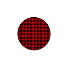 Grunge Red Black Buffalo Plaid Golf Ball Marker by SpinnyChairDesigns