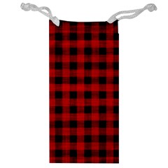 Grunge Red Black Buffalo Plaid Jewelry Bag by SpinnyChairDesigns