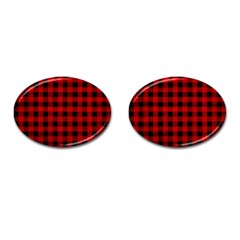 Grunge Red Black Buffalo Plaid Cufflinks (oval) by SpinnyChairDesigns