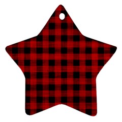 Grunge Red Black Buffalo Plaid Star Ornament (two Sides) by SpinnyChairDesigns