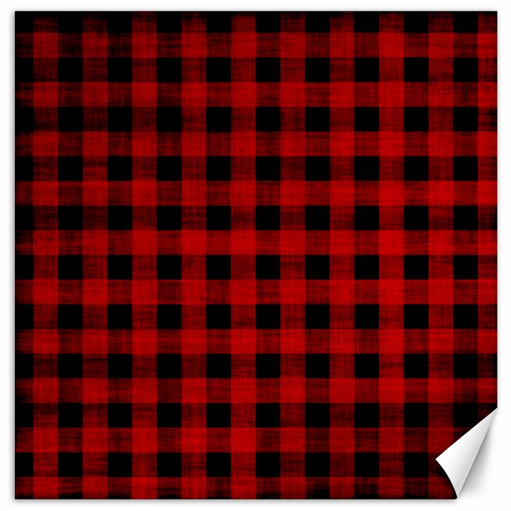 Grunge Red Black Buffalo Plaid Canvas 12  x 12 