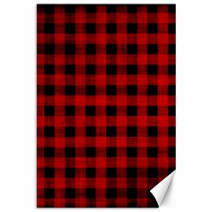 Grunge Red Black Buffalo Plaid Canvas 12  X 18  by SpinnyChairDesigns