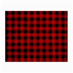 Grunge Red Black Buffalo Plaid Small Glasses Cloth (2 Sides) by SpinnyChairDesigns