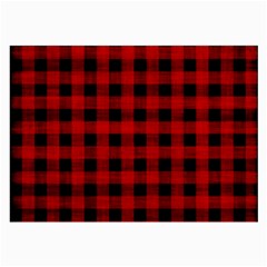 Grunge Red Black Buffalo Plaid Large Glasses Cloth by SpinnyChairDesigns