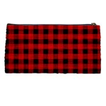 Grunge Red Black Buffalo Plaid Pencil Case Back