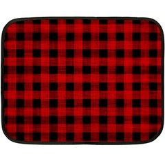 Grunge Red Black Buffalo Plaid Double Sided Fleece Blanket (mini)  by SpinnyChairDesigns