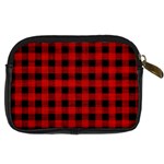 Grunge Red Black Buffalo Plaid Digital Camera Leather Case Back