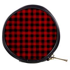 Grunge Red Black Buffalo Plaid Mini Makeup Bag by SpinnyChairDesigns