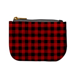 Grunge Red Black Buffalo Plaid Mini Coin Purse by SpinnyChairDesigns