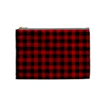 Grunge Red Black Buffalo Plaid Cosmetic Bag (Medium) Front