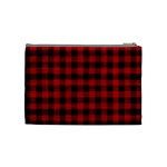 Grunge Red Black Buffalo Plaid Cosmetic Bag (Medium) Back