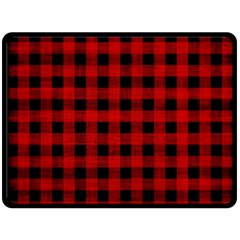 Grunge Red Black Buffalo Plaid Double Sided Fleece Blanket (large)  by SpinnyChairDesigns