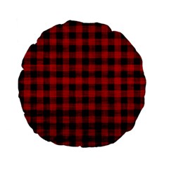 Grunge Red Black Buffalo Plaid Standard 15  Premium Flano Round Cushions by SpinnyChairDesigns